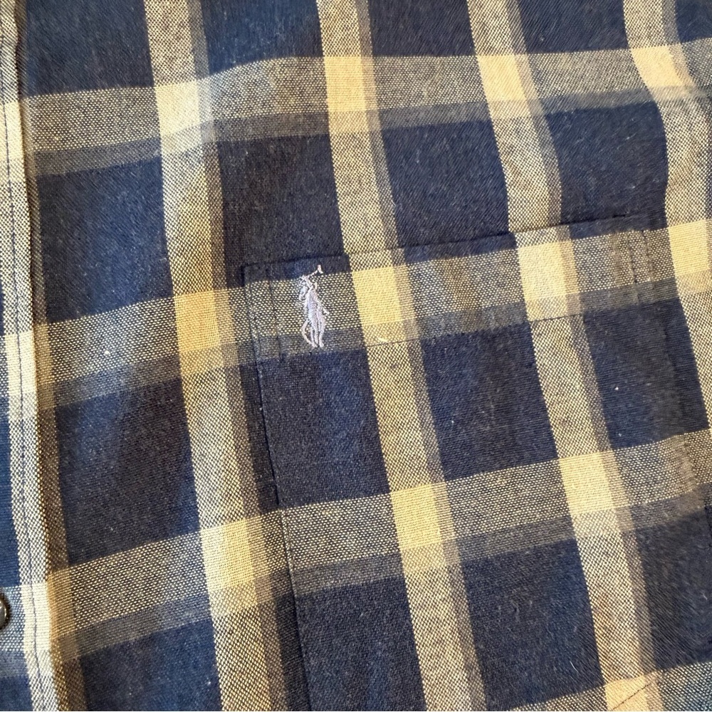 Ralph Lauren Men's Blue and Gray Plaid Shirt size 18 34-35 - Picture 3 of 10